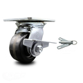 Service Caster 4 Inch Phenolic Caster with Roller Bearing and Brake/Swivel Lock SCC-35S420-PHR-SLB-BSL
